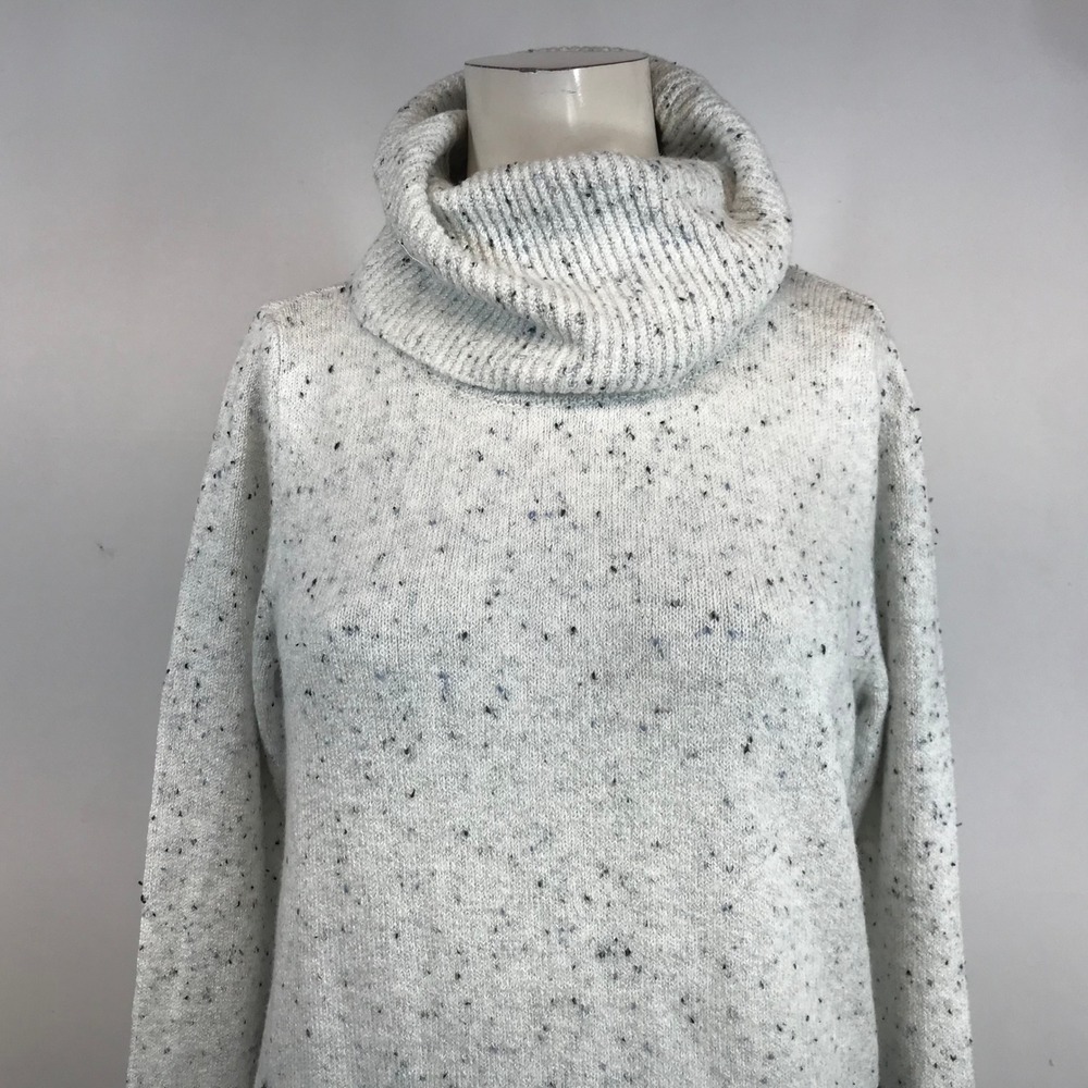 LOFT Womens Grey Speckled Penguin Graphic Cowl Neck Knit Sweater Small NEW - Picture 2 of 9